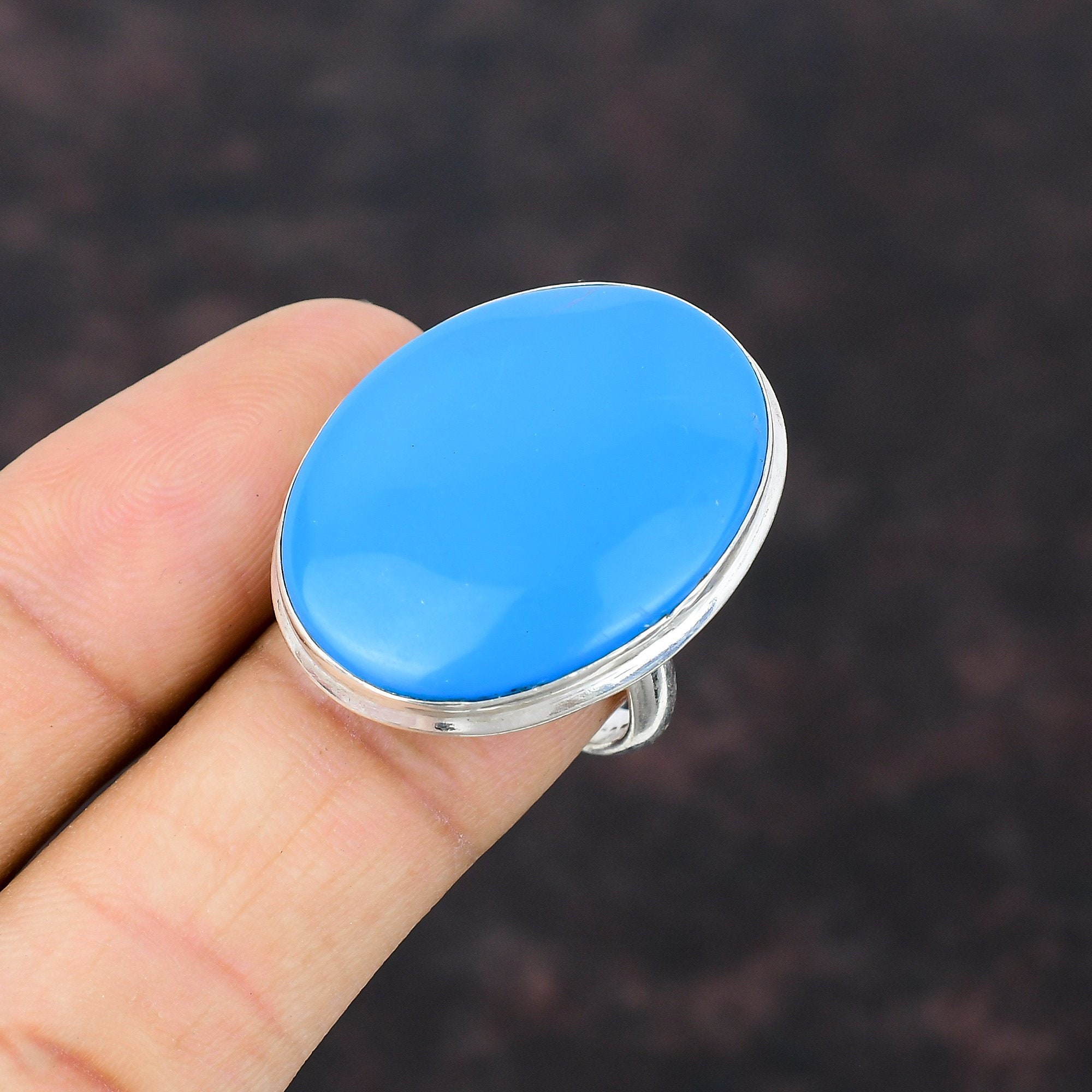Sleeping Beauty Turquoise Ring: Oval Gemstone, 925 Sterling Silver ...