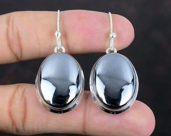 Handmade Shungite Earrings: 925 Sterling Silver Dangle Earrings