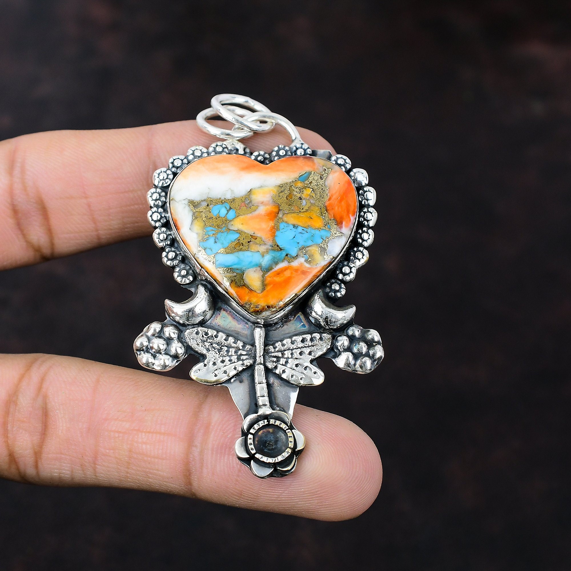 Fascinating Native American Navajo purple mohave turquoise Heart Sterling Silver Necklace Fascinating Native American Navajo purple mohave turquoise Heart Sterling Silver Necklace
