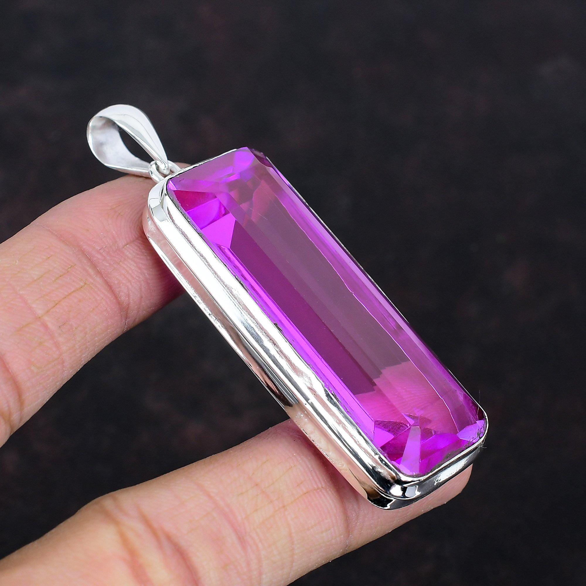 ファセット加工のピンクトルマリンペンダント：ハンドメイド925