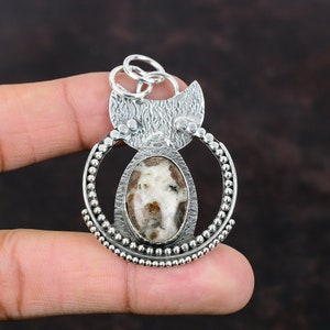 Spessartine Garnet In Limestone Pendant Brand New Jewelry 925 Sterling Silver Pendant Gemstone Handmade Jewelry Amazing Pendant Gift For Mom