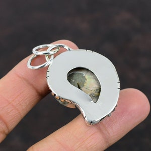 Ciondolo fossile di ammonite Ciondolo in pietra preziosa reale Ciondolo in argento sterling 925 Ammonite fossile Gioielli in argento Ciondolo fatto a mano Regalo per un amico immagine 10