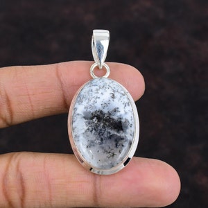 Handmade Dendrite Opal Pendant: 925 Sterling Silver Gemstone Jewelry