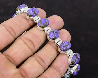 Copper Charoite Bracelet 925 Sterling Silver Bracelet Adjustable Chain Bracelet Natural Gemstone Handmade Jewelry Amazing Bracelet For Gifts