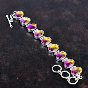 Faceted Ametrine Bracelet: 925 Sterling Silver Adjustable Gemstone Jewelry