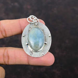 Aquamarine Pendant Handmade Jewelry 925 Sterling Silver Pendant Unique Style Pendant Real Gemstone Jewelry Gift For Friend Brand New Pendant