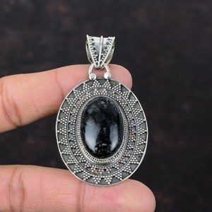 Handmade Picasso Jasper Pendant: 925 Sterling Silver Vintage Jewelry