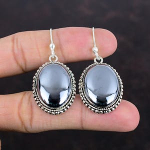Handmade Shungite Earrings: 925 Sterling Silver Vintage Jewelry