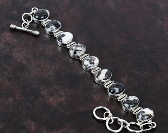 White Buffalo Türkis Armband: Verstellbare Kette aus 925 Sterlingsilber