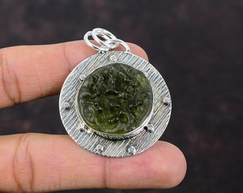Handmade Moldavite 925 Sterling Silver Pendant: Healing Stone Jewelry