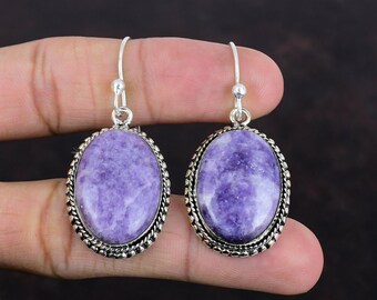 Lepidolite Earrings: Handmade 925 Sterling Silver Drop Earrings