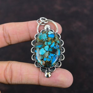 Chrysocolla Copper Pendant: Handmade 925 Sterling Silver Gemstone Jewelry