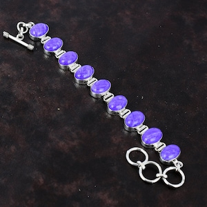 Charoite Bracelet Original Gemstone Bracelet 925 Sterling Silver Bracelet Handmade Jewelry Adjustable Chain Bracelet Unique Jewelry For Gift
