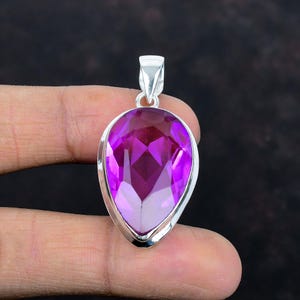 Handmade Pear Pink Tourmaline Pendant: 925 Sterling Silver Gemstone Jewelry