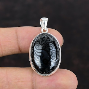 Handmade Psilomelane Pendant: 925 Sterling Silver Gemstone Jewelry