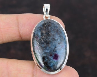 Ruby in Kyanite Pendant: Handmade 925 Sterling Silver Gemstone Jewelry