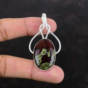 Handmade Dragon Bloodstone Pendant: 925 Sterling Silver Gemstone Jewelry