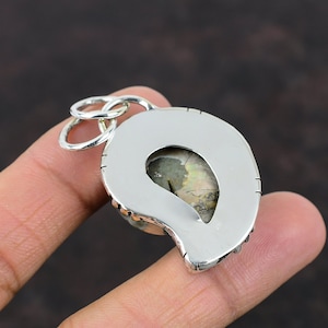 Ammonite Fossil Pendant Real Gemstone Pendant 925 Sterling Silver Pendant Ammonite Fossil Silver Jewelry Handmade Pendant Gift For Friend image 5