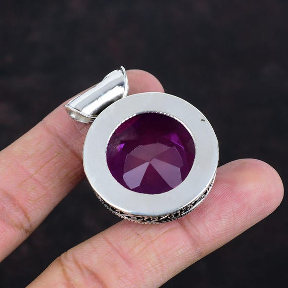 ファセット加工のピンクトルマリンペンダント：ハンドメイド925