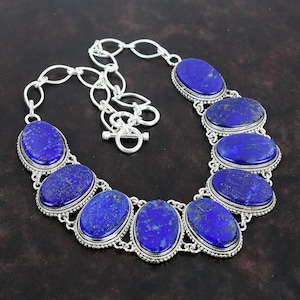 Lapis Lazuli Necklace: Handmade 925 Sterling Silver Vintage Design