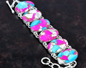 シルバー製ターコイズブレスレット ブレスレット レディース メンズ スクエア ターコイズ シルバー925製