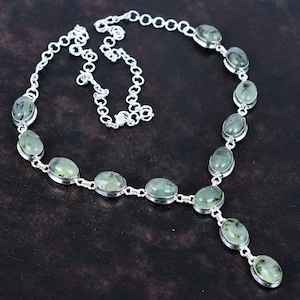 Moos Prehnit Edelstein Halskette 925 Sterling Silber Halskette verstellbar Kette Halskette handgemachte Schmuck Geschenke für ihre neueste Design Halskette