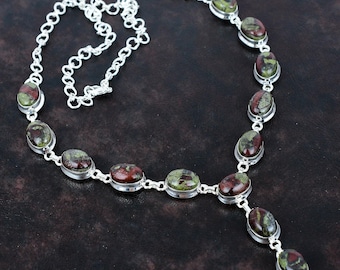 Handgemaakte drakenbloedsteenketting: 925 sterlingzilver, verstelbare ketting