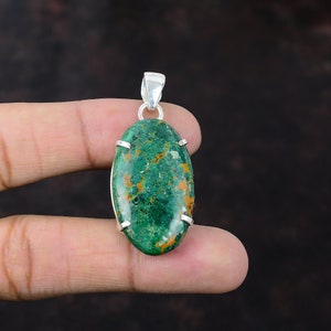 Handmade Cuprite Chrysocolla Pendant: 925 Sterling Silver Gemstone Jewelry