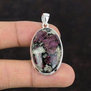 Handmade Eudialyte 925 Sterling Silver Pendant: Dainty Gemstone Jewelry
