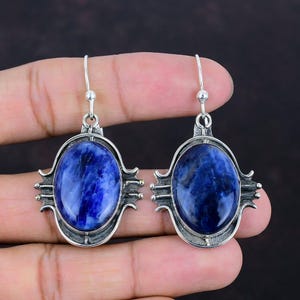 Sodalite Earring Handmade Natural Gemstone Jewelry 925 Sterling Silver Earring Designer Earrings Very Pretty Sodalite Jewelry Gifts For Her