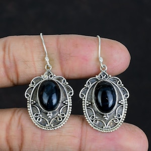 Handmade Pietersite Earrings: Vintage Sterling Silver Dangle Jewelry