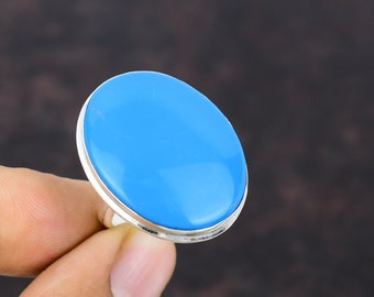 Sleeping Beauty Turquoise Ring: Oval Gemstone, 925 Sterling Silver, Adjustable