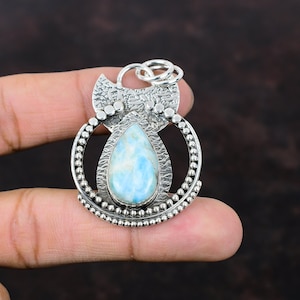 Handmade Larimar Pendant: 925 Sterling Silver Gemstone Jewelry