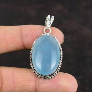 Aquamarine Natural Gemstone Pendant Handmade Jewelry 925 Sterling Silver Pendant Healing Stone Pendant Amazing Silver Jewelry Gifts For Wife