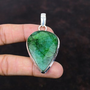 Faceted Zambian Emerald Pendant: Handmade 925 Sterling Silver