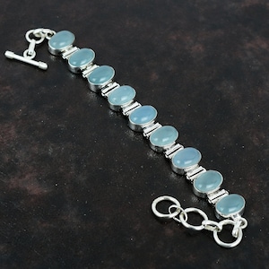 Aquamarin Armband Edelstein Armband Handmade Schmuck 925 Sterling Silber Armband Verstellbar Kette Armband Silber Schmuck Geschenke für Frau