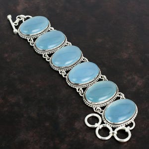 Aquamarin Armband Handmade Natürliche Edelstein Armband Vintage Schmuck 925 Sterling Silber Armband Verstellbar Kette Armband Geschenke für Mama