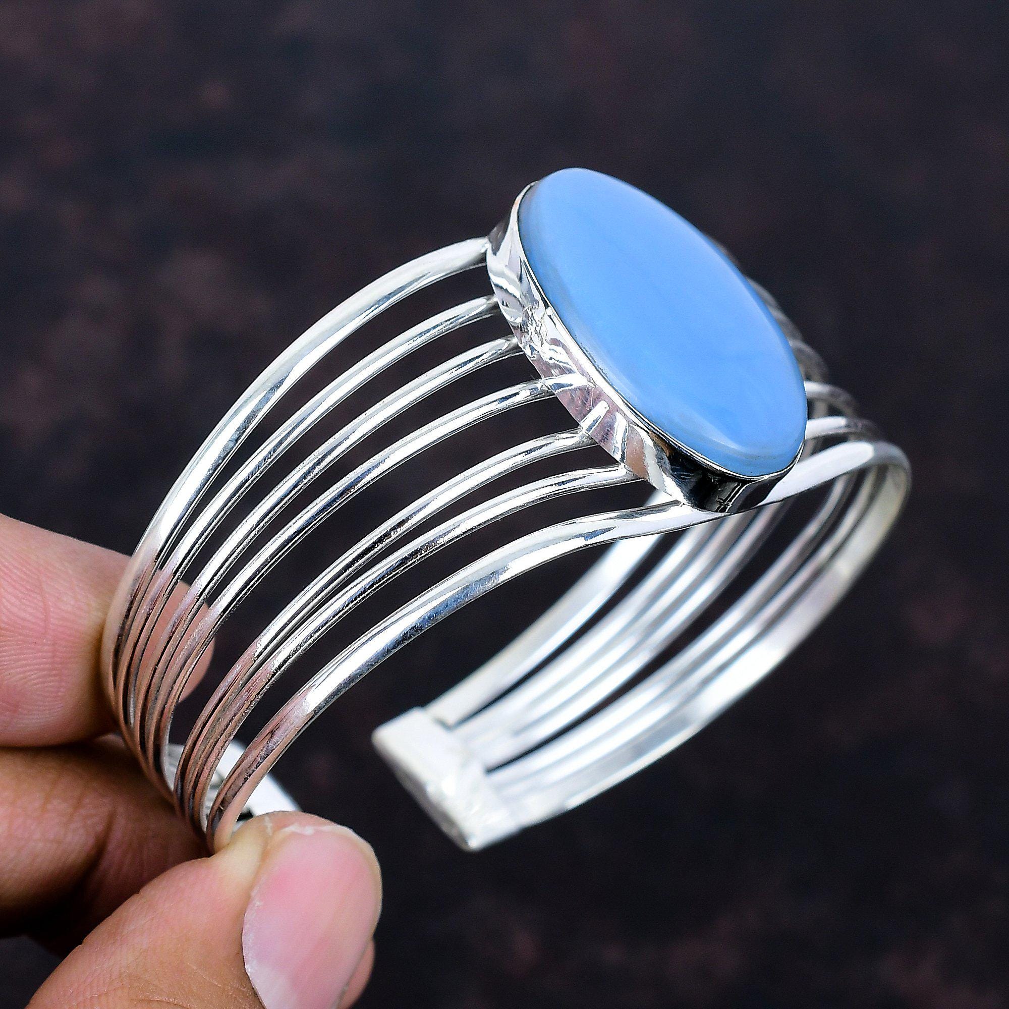 オワイヒー ブルーオパール バングル：ハンドメイド 925 スターリング