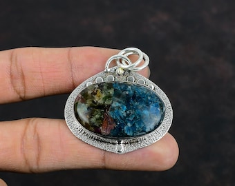 Handgefertigter Wassermelonen-Turmalin Anhänger: 925 Sterling Silber Edelstein Schmuck