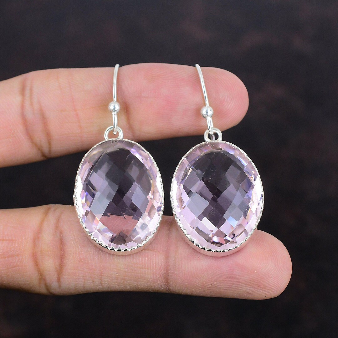 Boucles D'oreilles Argent 925 Avec Kunzite Véritable – Couleurs Violet Bleu Vert Mauve