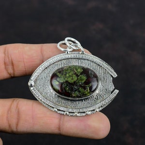 Handmade Dragon Bloodstone 925 Sterling Silver Boho Pendant