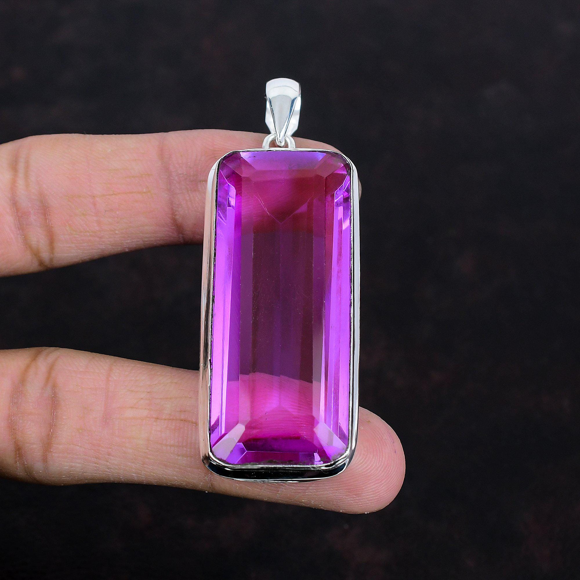 ファセット加工のピンクトルマリンペンダント：ハンドメイド925