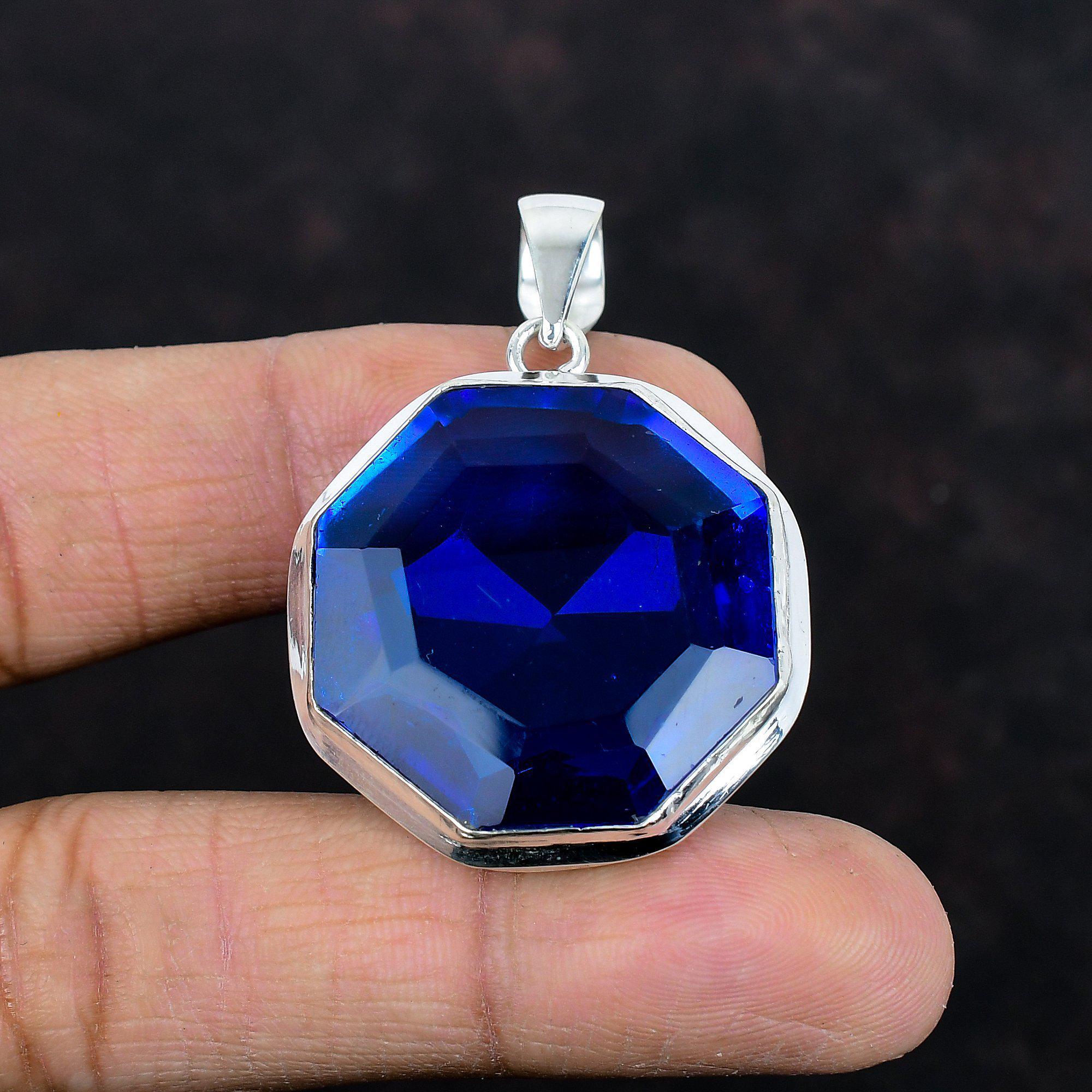 Pendentif En Argent 925 Avec Labradorite Et Tanzanite - Forme Larme - Chaîne Serpent 18 Pouces - Neuf
