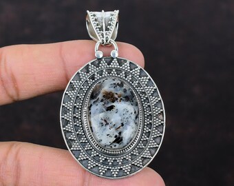 Vintage Astrophyllit Anhänger: Handgefertigter 925 Sterling Silber Edelstein Schmuck