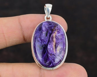 Charoite Pendant Top Quality Gemstone Pendant 925 Sterling Silver Pendant Charoite Handmade Jewelry Healing Stone Pendant Anniversary Gifts