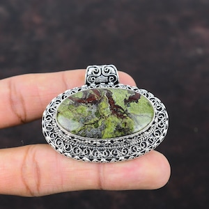 Dragon Bloodstone Pendant: Handmade 925 Sterling Silver Vintage Jewelry