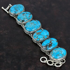 Tibetan Turquoise Bracelet: Handmade 925 Sterling Silver Adjustable Gemstone Jewelry