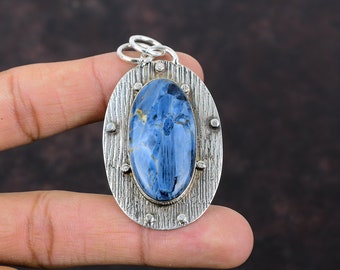 Handmade Pietersite Pendant: Antique Sterling Silver Gemstone Jewelry