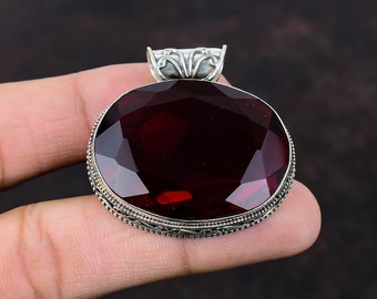 Ciondolo in granato del Mozambico fatto a mano: gioiello in argento sterling 925 con pietre preziose