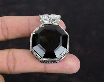 スモーキークォーツペンダント、925スターリングシルバー製